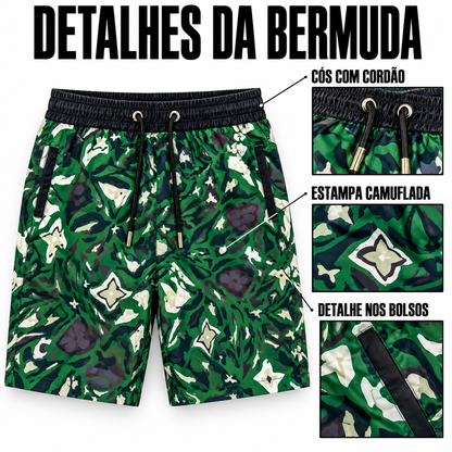 Bermuda Louis Vuitton Camuflada Verde com Flores Monogram - foto 5