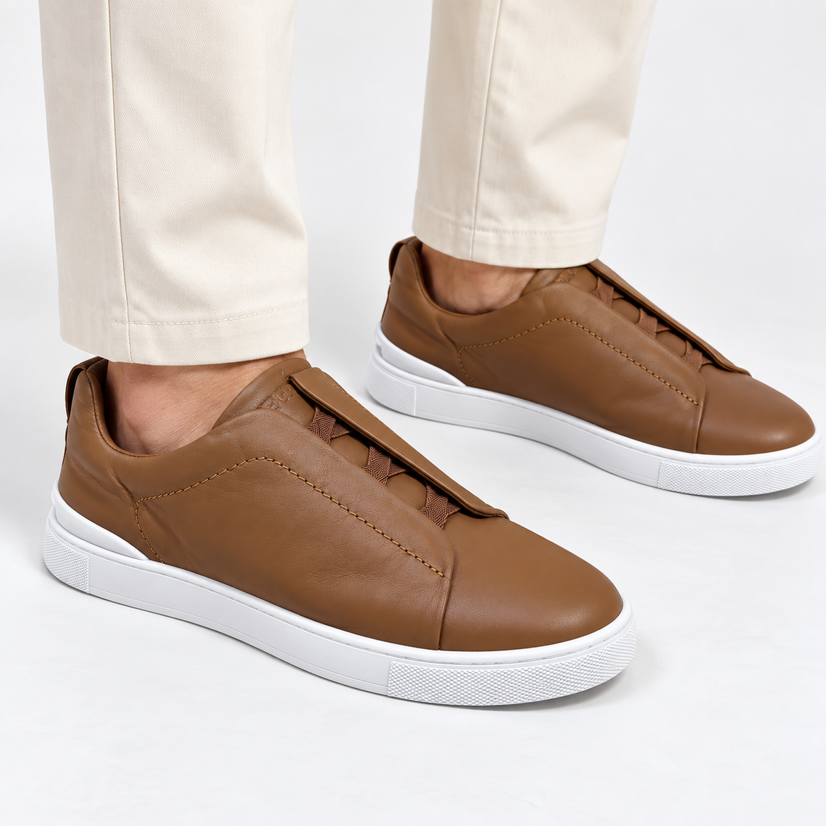 Tênis Zegna Triple Stitch - Marrom - foto 2