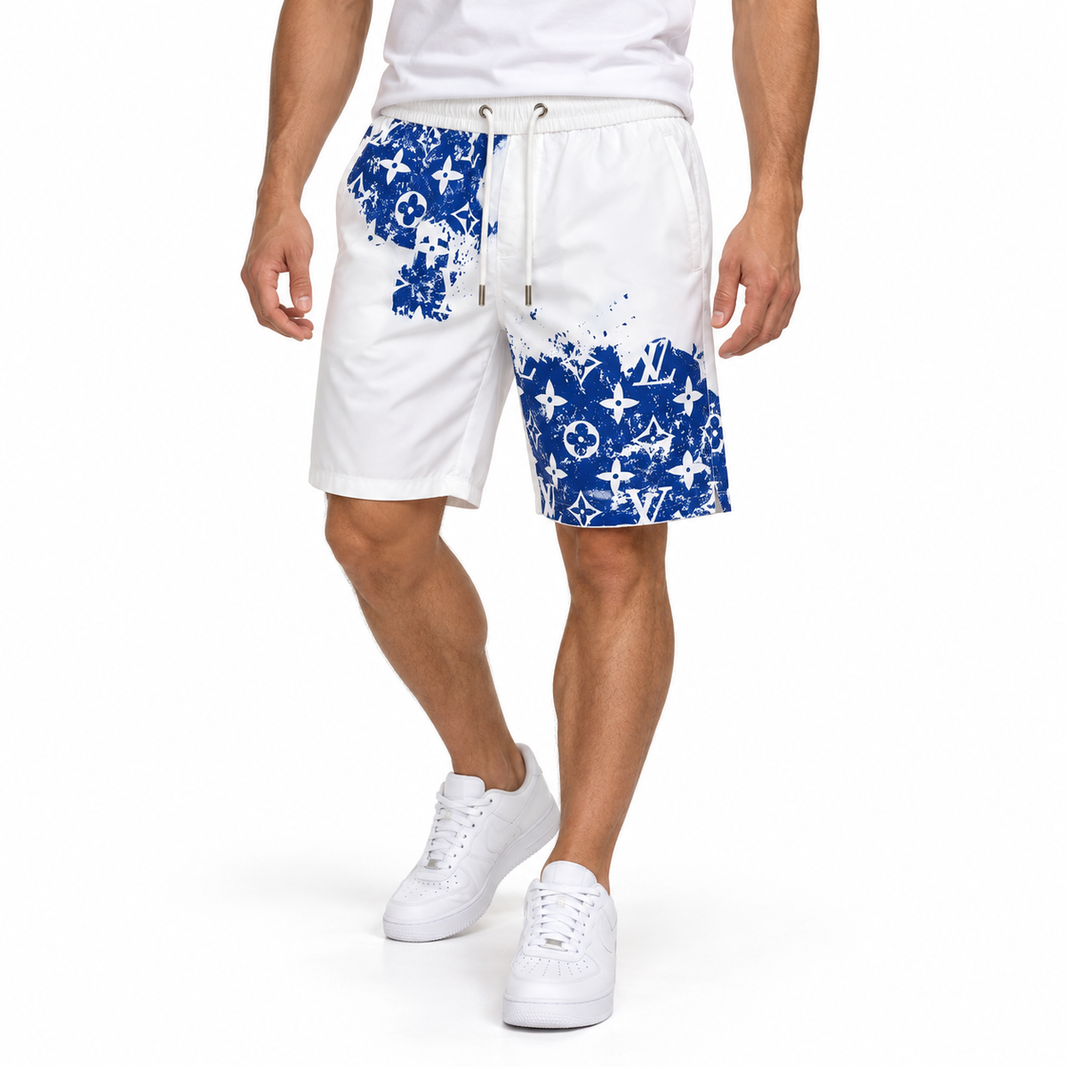 Bermuda Louis Vuitton Estampa Monogram - Branco / Azul - foto 4