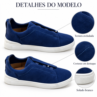 Tênis Zegna Triple Stitch - Azul Escuro - foto 4