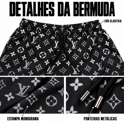 Bermuda Louis Vuitton Estampa Monogram - Preto / Branco - foto 5