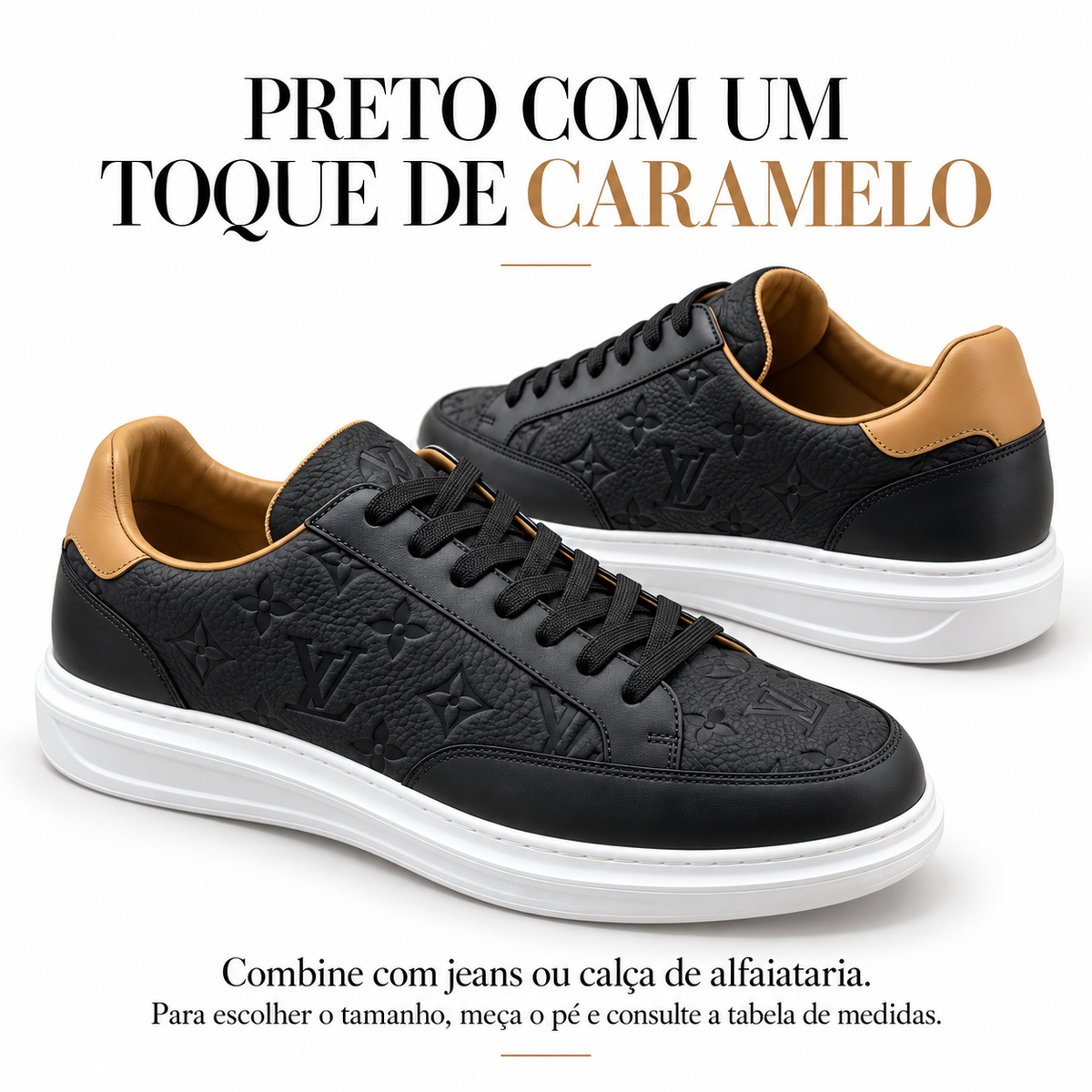 Tênis Louis Vuitton Beverly Hills Preto Monogram em Relevo - foto 5